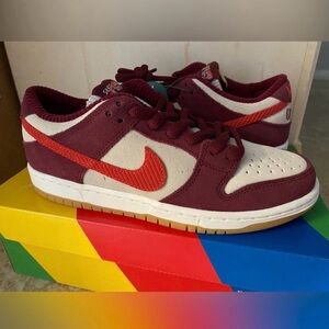 Nike Maroon and Beige Sneakers